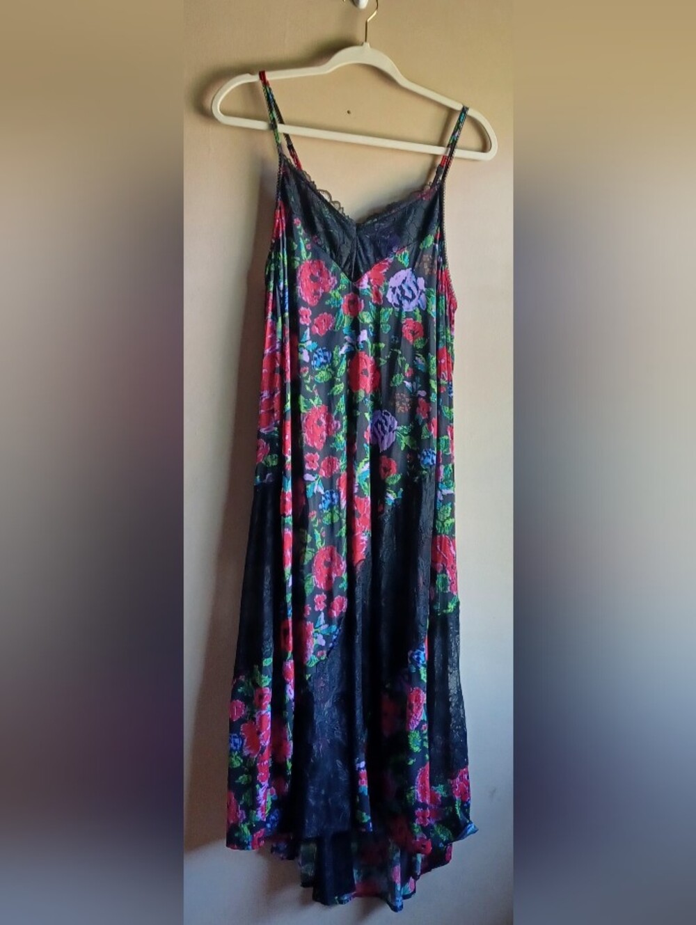 FREE PEOPLE Intimately, First Date Printed Maxi Slip In Black XS